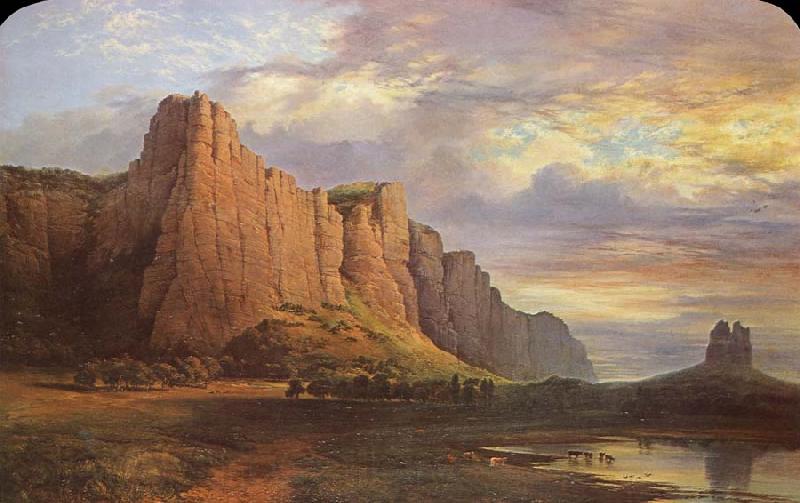 Nicholas Chevalier Mount Arapiles and the Mitre Rock Spain oil painting art